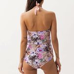 Load image into Gallery viewer, Maternity One Piece Halter with Floral Print Bottom and Solid Top
