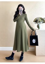 Load image into Gallery viewer, Autumn/winter Maternity Knitted Dress with Long Sleeve and Turtle Neck and High Waist
