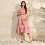 Load image into Gallery viewer, Maternity Pleated Dress = Chiffon
