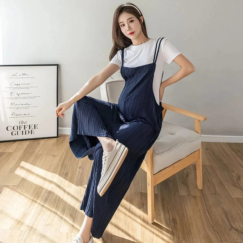 New Summer Maternity Overall Pants Fashionable Loose  Floor-Length