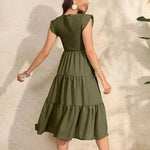 Load image into Gallery viewer, Maternity Pleated Dress with Capped Sleeves
