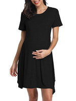 Load image into Gallery viewer, New Maternity Short Sleeve Dress with Button on the Side

