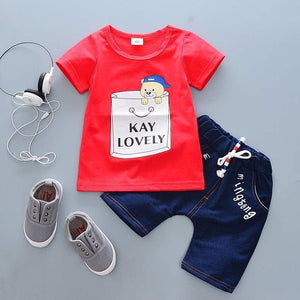 "Baby Boy Short Sleeved Summer Suit: Quality Apparel for a Stylish Baby