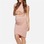 Load image into Gallery viewer, Sleeveless Maternity Summer Dress with a Ruched Waist for Baby Showers or Casual Wear
