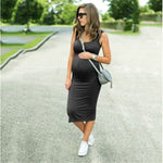 Load image into Gallery viewer, Round Neck Stretch Maternity Dress

