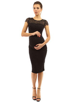 Load image into Gallery viewer, Enhance Your Maternity Wardrobe with the Classic Black Lace Women Maternity Dress -  Perfect for Summer
