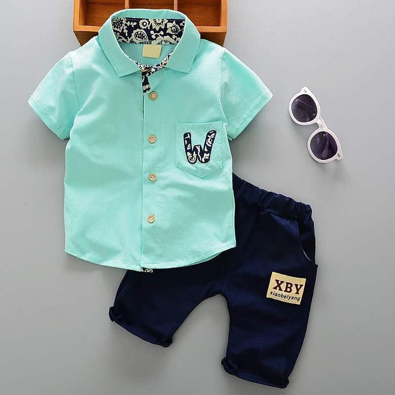 "Baby Boy Short Sleeved Summer Suit: Quality Apparel for a Stylish Baby