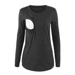 Load image into Gallery viewer, Premium Maternity Long Sleeve Breastfeeding Top: Loose &amp; Comfortable Casual Wear for Expectant Moms
