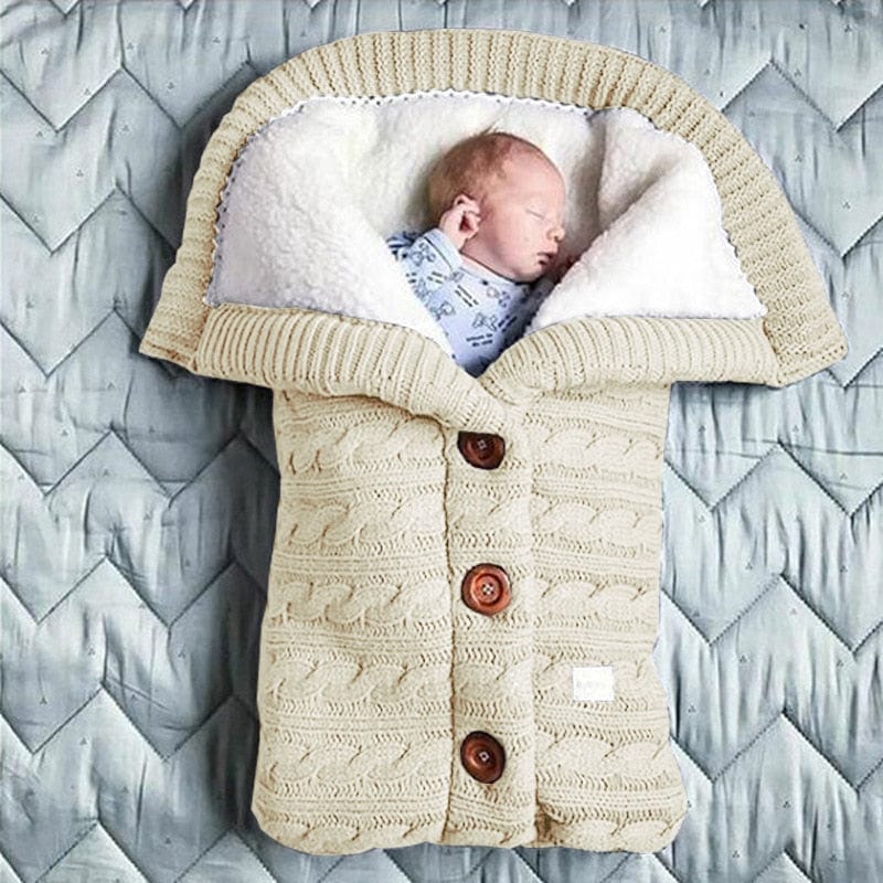 Premium Knitted Button Sleeping Bags for Infants – Winter Warm & Comfortable Swaddle Wrap