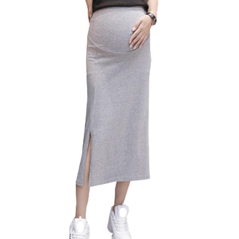 High Waist Side Opening Maternity Skirt for Ultimate Chic Look - Abdominal Support & Style 