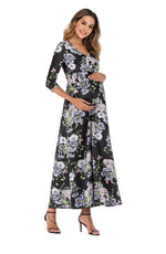 Load image into Gallery viewer, Stylish and Elegant Maternity Floral Print V-Neck Party

