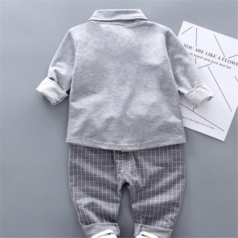 Stylish Baby Boy Gentleman Suit Set with Long Sleeve Shirt, Tie, and Pants