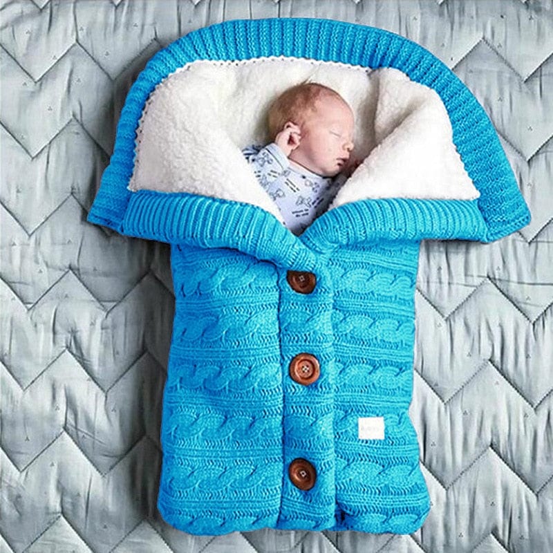 Premium Knitted Button Sleeping Bags for Infants – Winter Warm & Comfortable Swaddle Wrap