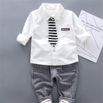 Load image into Gallery viewer, Stylish Baby Boy Gentleman Suit Set with Long Sleeve Shirt, Tie, and Pants
