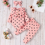 Load image into Gallery viewer, 3-Piece Long Sleeve Baby Girl Outfit with Onesie, Pants, and Headband
