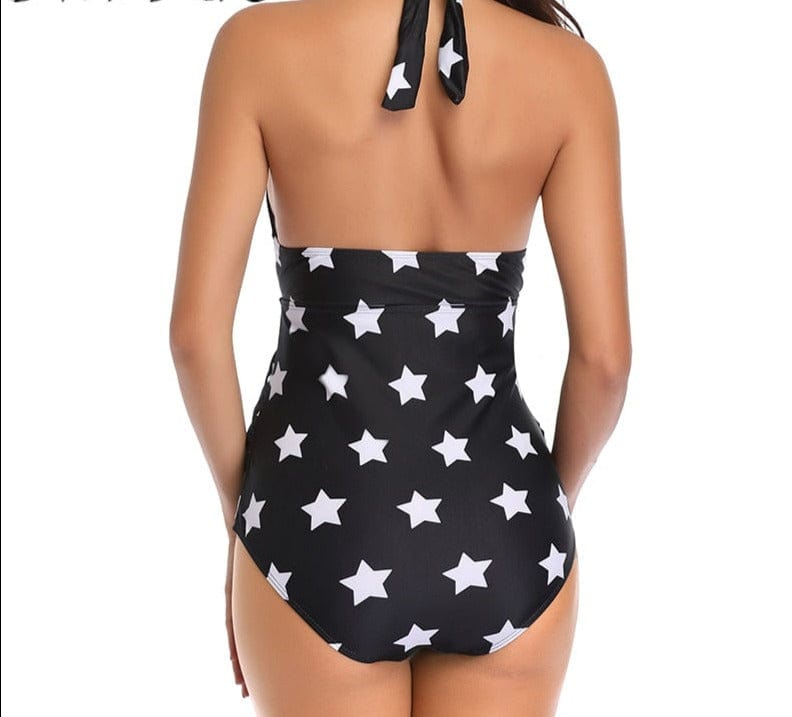 Effortless Elegance: Maternity One Piece Halter Swimsuit - An Ultimate Suit for the 4th of July