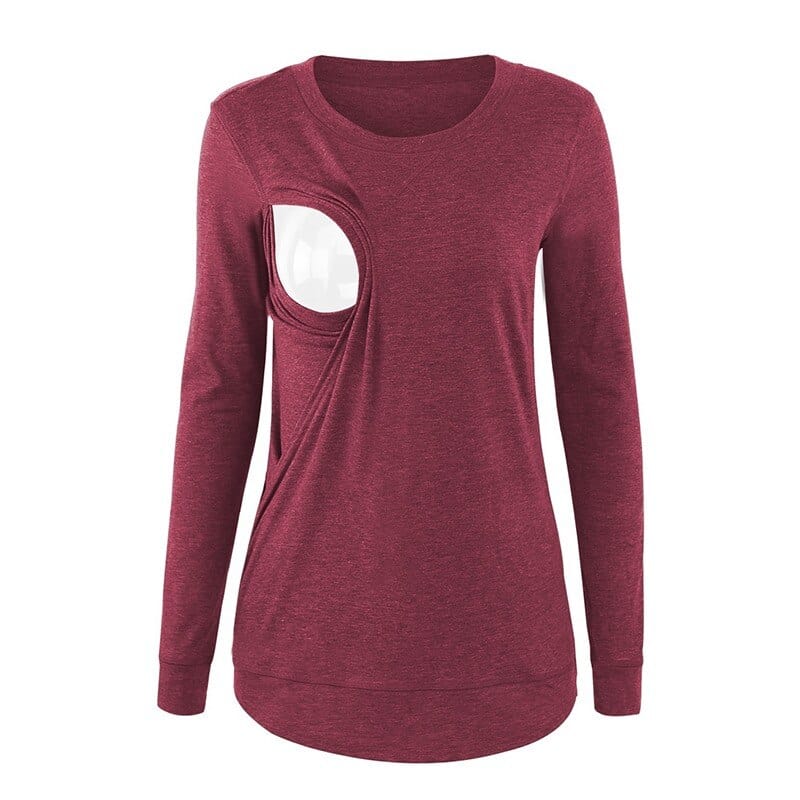 Premium Maternity Long Sleeve Breastfeeding Top: Loose & Comfortable Casual Wear for Expectant Moms