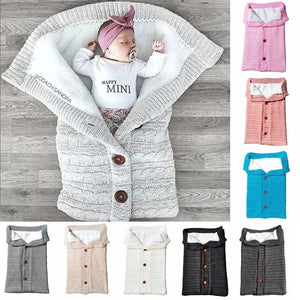 Premium Knitted Button Sleeping Bags for Infants – Winter Warm & Comfortable Swaddle Wrap