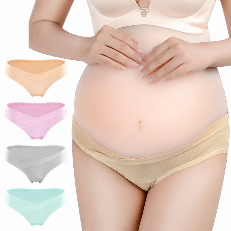 Comfy & Chic Low Waist Maternity 2-Piece Underwear Set with V-shaped Under Belly