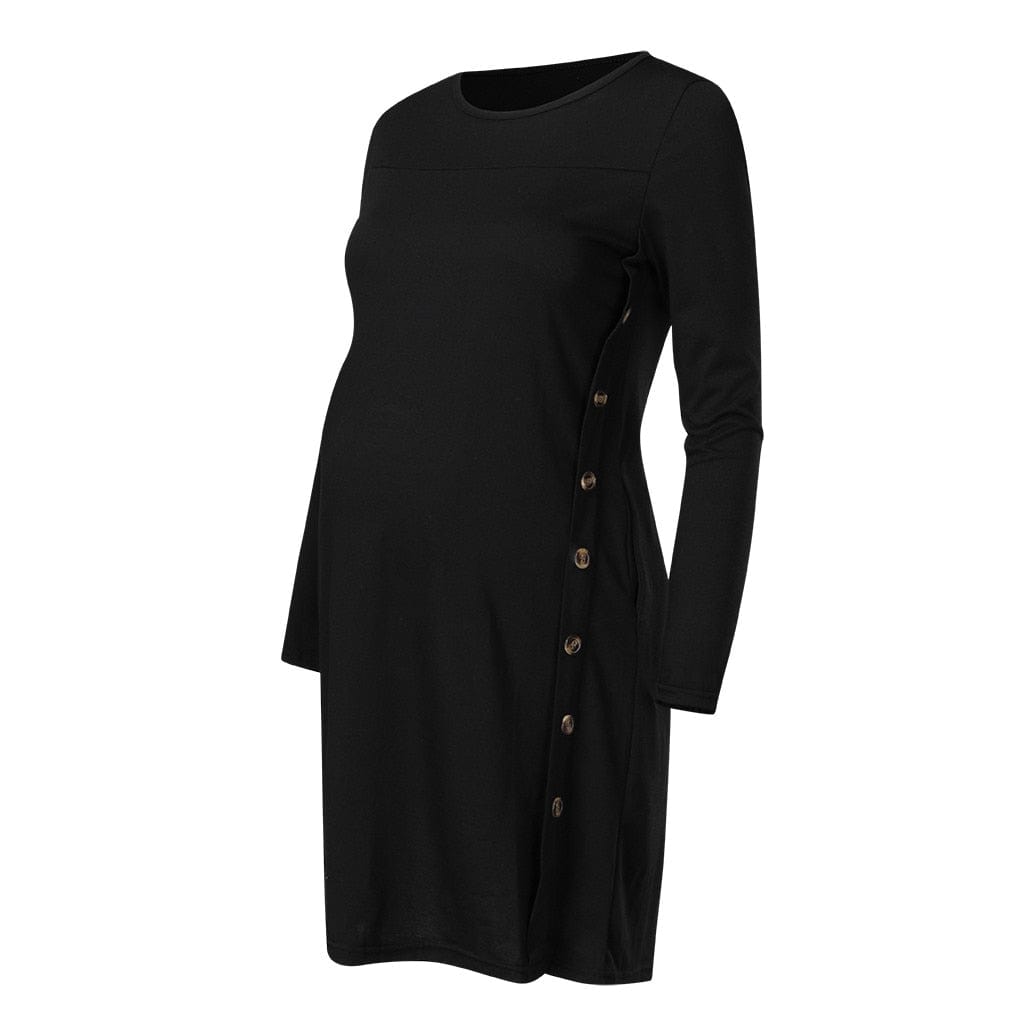 Chic and Functional Maternity Top with Side Buttons - Long Sleeve for Versatile Style Options