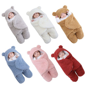 "Adorable Newborn Baby Plush Swaddle Wrap - Soft and Comfortable Fl