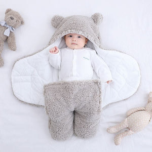 "Adorable Newborn Baby Plush Swaddle Wrap - Soft and Comfortable Fl