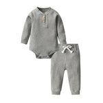 Load image into Gallery viewer, Cotton Ribbed Bodysuit and Pants Set for Babies: Comfortable and Stylish 
