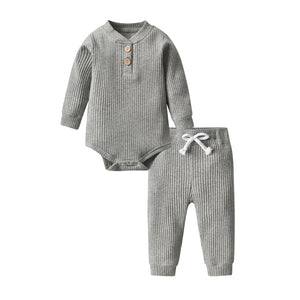 Cotton Ribbed Bodysuit and Pants Set for Babies: Comfortable and Stylish 