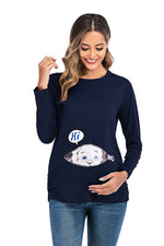 Load image into Gallery viewer, Expertly Designed Women&#39;s Maternity Long Sleeve T-Shirt - Stylish and Comfortable Crew Neck
