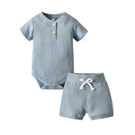 Load image into Gallery viewer, Ribbed Cotton Track Suit - Long or Short Pants
