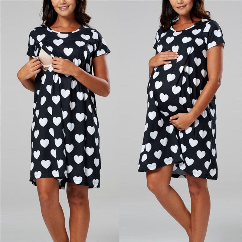 Premium Maternity Nursing Nightgown with Built-In Bra - Sizes S to 2XL
