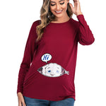 Load image into Gallery viewer, Expertly Designed Women&#39;s Maternity Long Sleeve T-Shirt - Stylish and Comfortable Crew Neck

