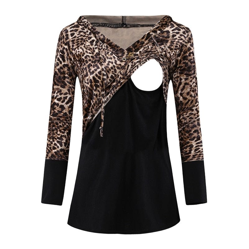 Expertly Designed Breastfeeding Women's Leopard-Print Hoodie: Maximize Comfort and Style