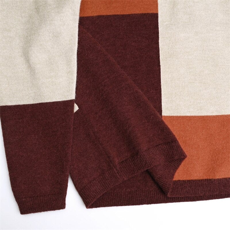 "Women's Maternity Turtleneck Sweater - Long Sleeved Color Block Kn