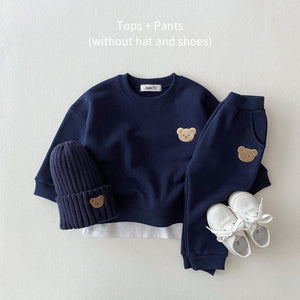 Adorable Baby Tracksuit Set with Cute Bear Embroidery for Boys or Girls