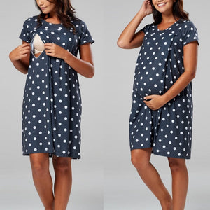 Premium Maternity Nursing Nightgown with Built-In Bra - Sizes S to 2XL