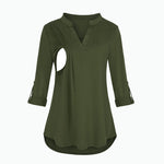 Load image into Gallery viewer, Ultimate Convenience: Expertly-Designed Nursing Shirt with Long Sleeves &amp; Stripes for
