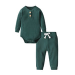 Load image into Gallery viewer, Cotton Ribbed Bodysuit and Pants Set for Babies: Comfortable and Stylish 
