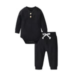 Load image into Gallery viewer, Cotton Ribbed Bodysuit and Pants Set for Babies: Comfortable and Stylish 
