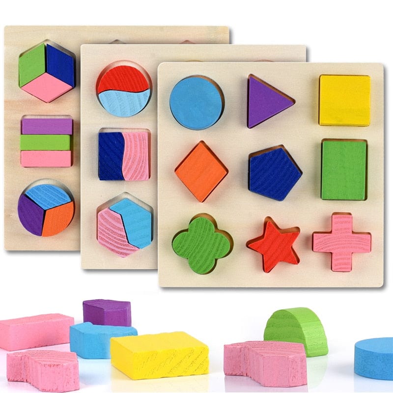 "Montessori Wooden Geometric Shapes Puzzle, Ideal for Early Learning Development".
