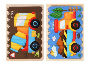 "Double Sided Strip 3D Puzzles Wooden Toy Montessori - Educational Puzzle for Learning