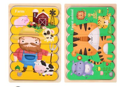 Montessori Double Sided 3D Wooden Puzzles - Enhance Your Child Learning