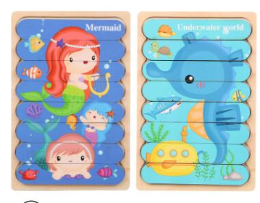 Montessori Double Sided 3D Wooden Puzzles - Enhance Your Child Learning