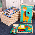 Load image into Gallery viewer, Montessori Double Sided 3D Wooden Puzzles - Enhance Your Child Learning
