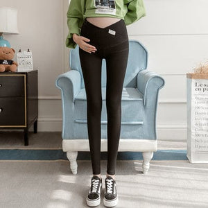 95% Cotton V Low Waist Maternity Skinny Leggings - Optimal Comfort for Expecting