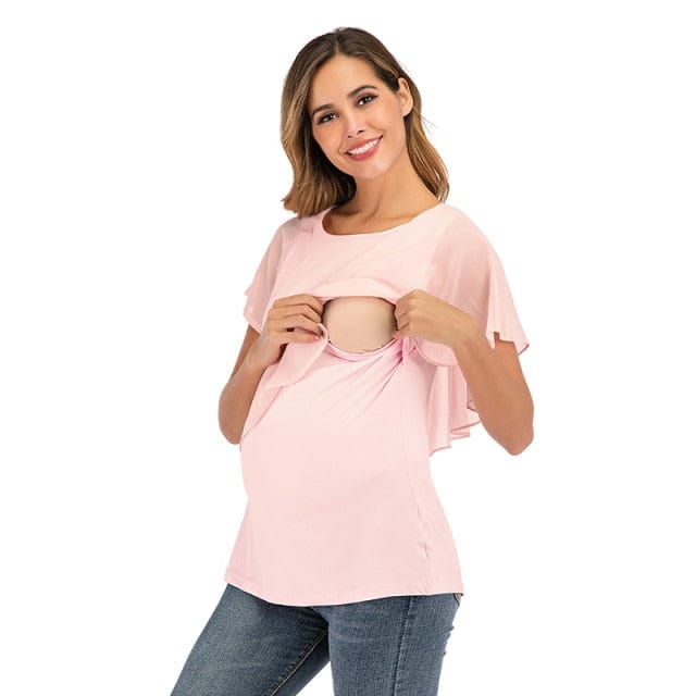 SALE Double Layer Maternity T-Shirt - Chic Nursing Style