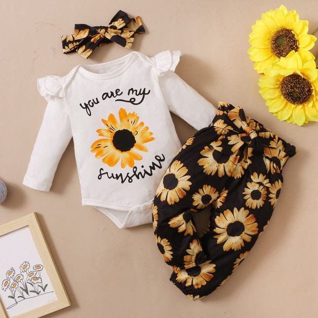 "Chic Three-piece Baby Girl Outfit: Perfect for Newborns, Bab