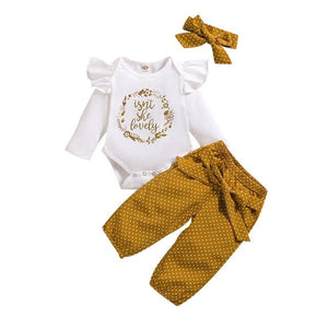 "Chic Three-piece Baby Girl Outfit: Perfect for Newborns, Bab