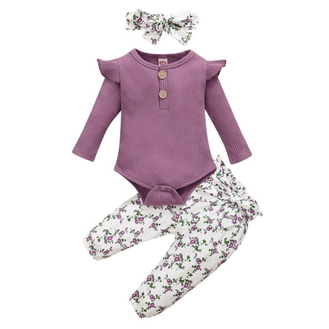 "Chic Three-piece Baby Girl Outfit: Perfect for Newborns, Bab