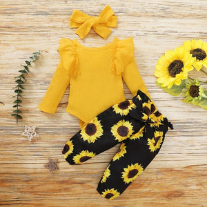 "Chic Three-piece Baby Girl Outfit: Perfect for Newborns, Bab